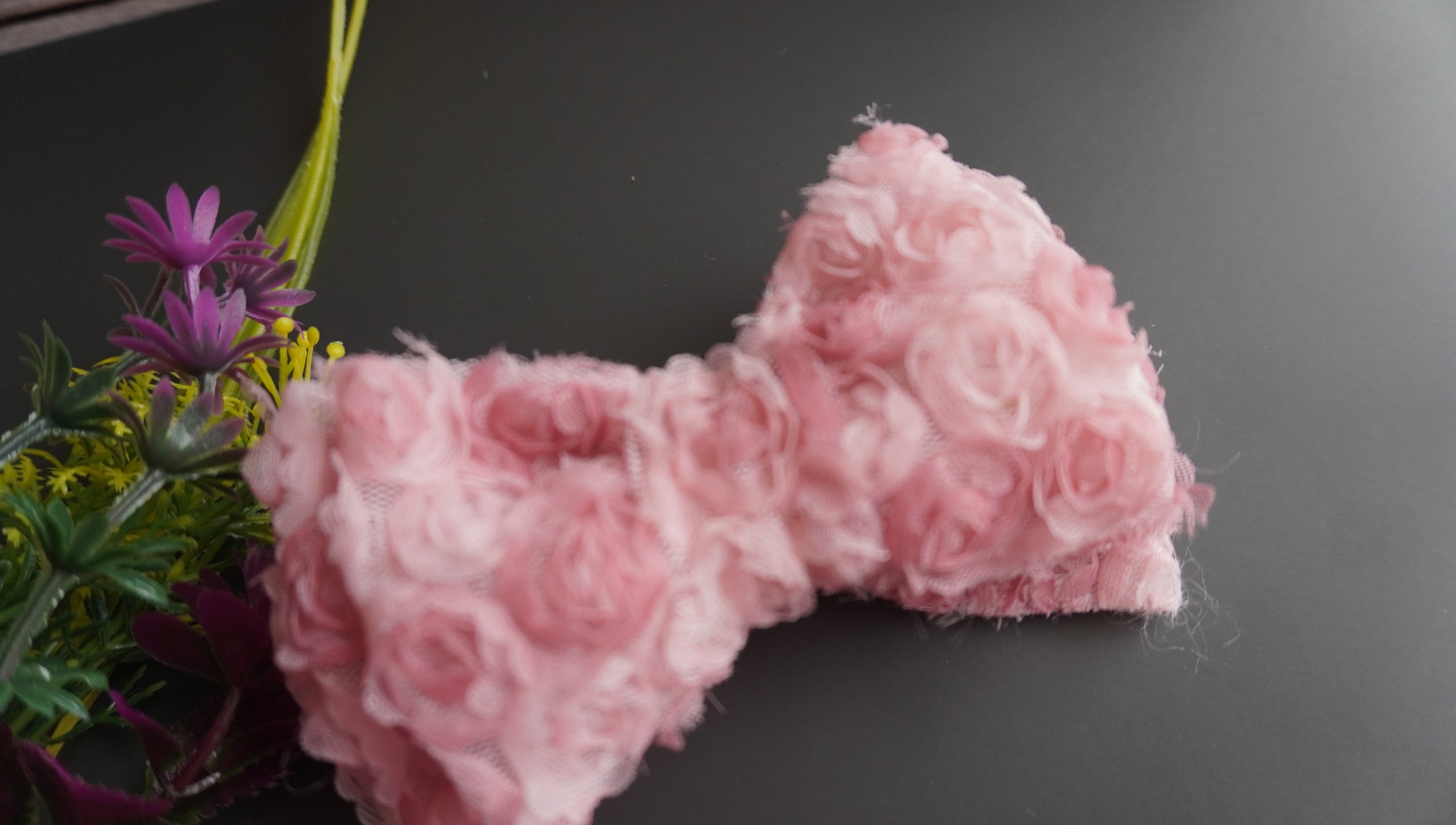Pink lace bow clip